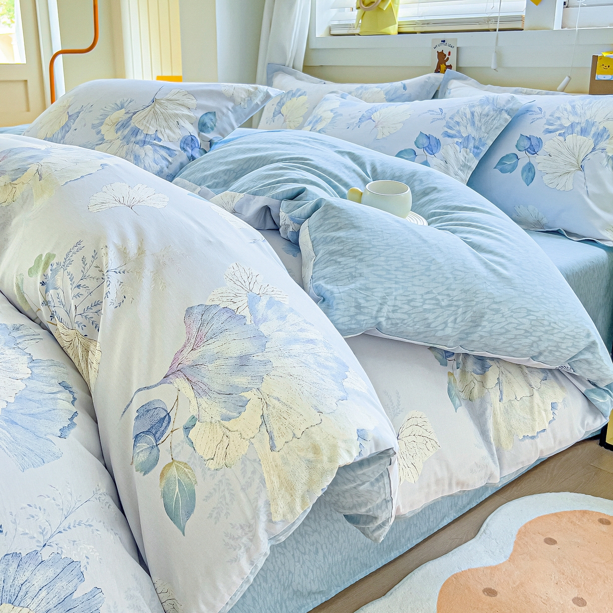 91家纺网 家纺一手货源 找家纺 琪琪阁家纺 2026新款加厚全棉纯棉四件套 银杏花语