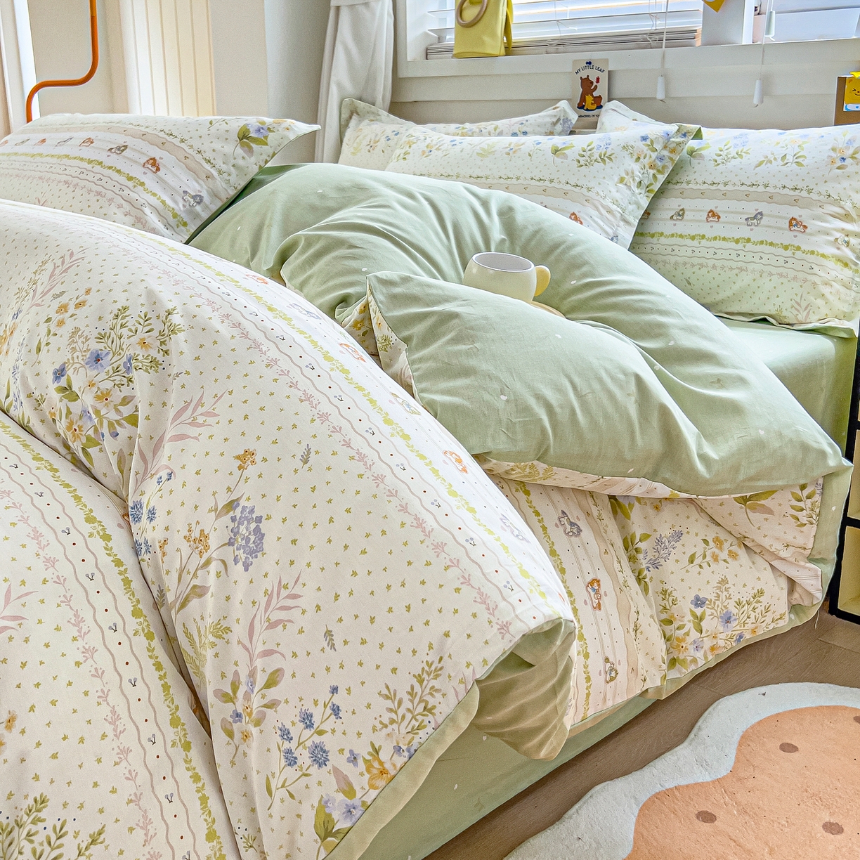 91家纺网 家纺一手货源 找家纺 琪琪阁家纺 2026新款加厚全棉纯棉四件套 早春的树