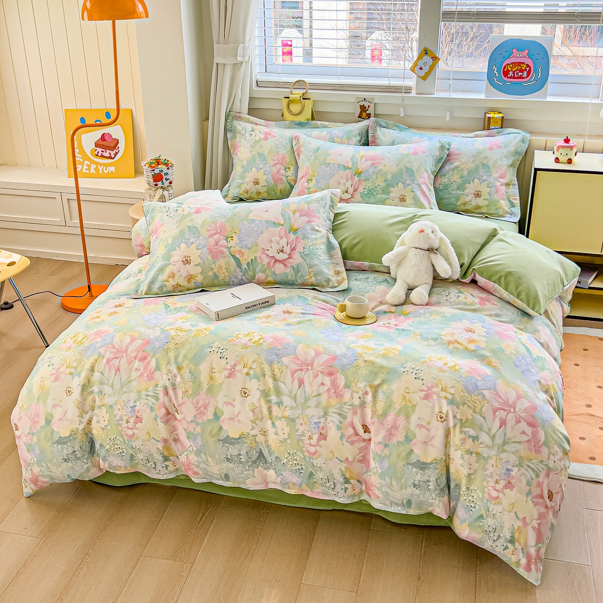 91家纺网 家纺一手货源 找家纺 琪琪阁家纺 2026新款加厚全棉纯棉四件套 白棠雾黎