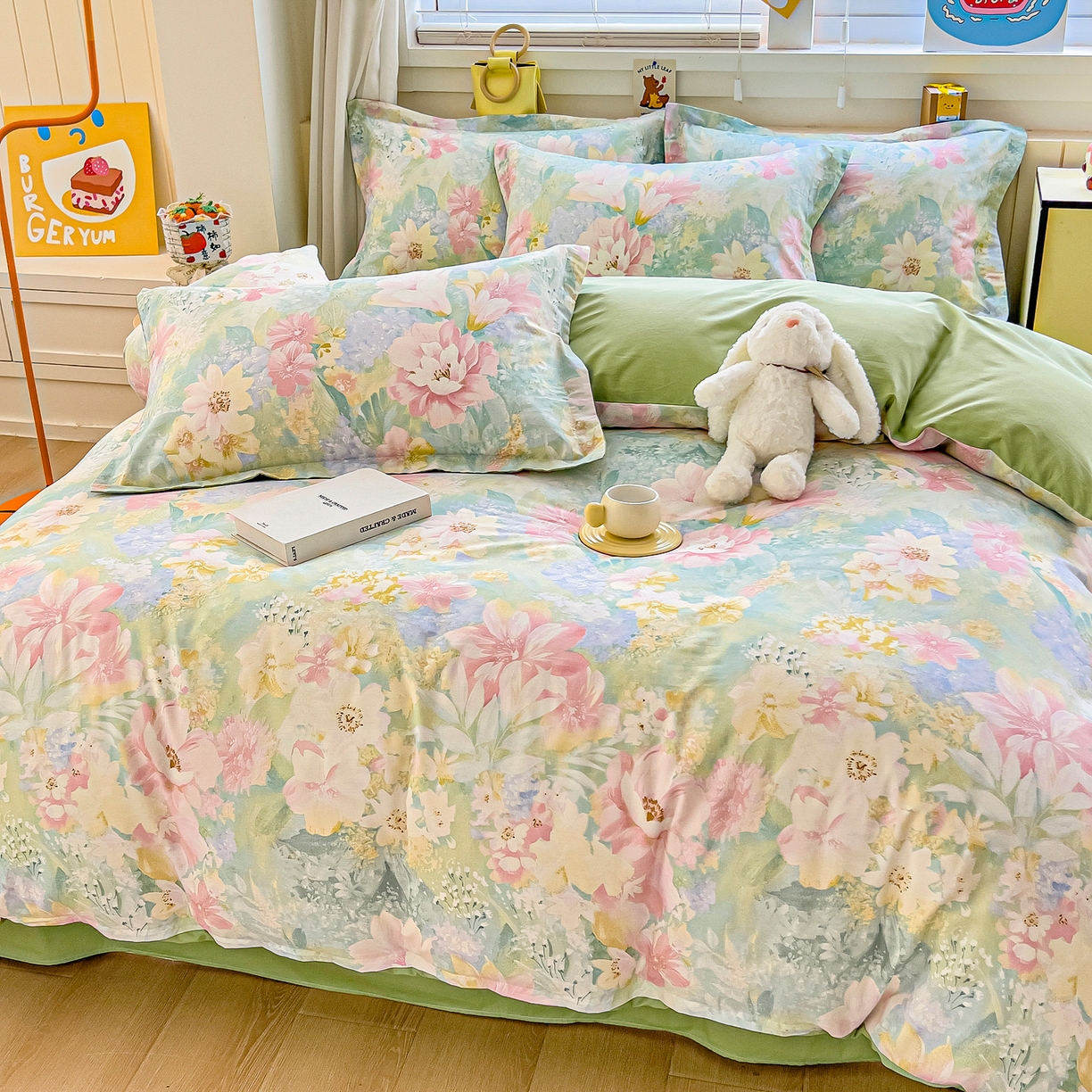 91家纺网 家纺一手货源 找家纺 琪琪阁家纺 2026新款加厚全棉纯棉四件套 白棠雾黎