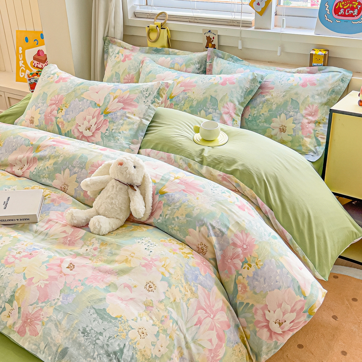 91家纺网 家纺一手货源 找家纺 琪琪阁家纺 2026新款加厚全棉纯棉四件套 白棠雾黎