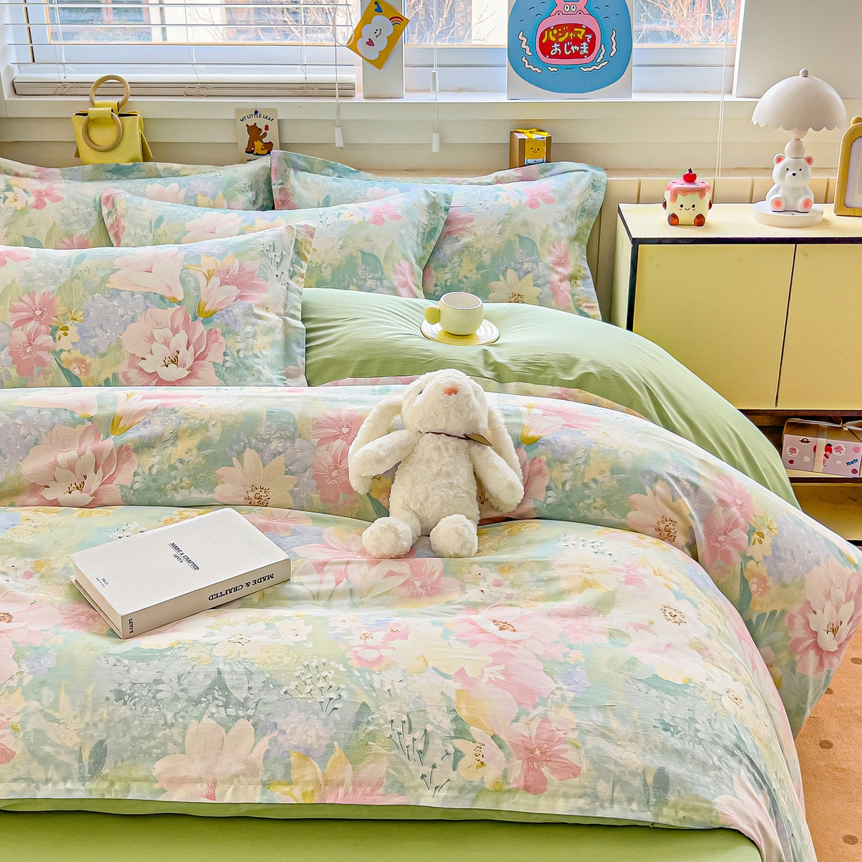 91家纺网 家纺一手货源 找家纺 琪琪阁家纺 2026新款加厚全棉纯棉四件套 白棠雾黎