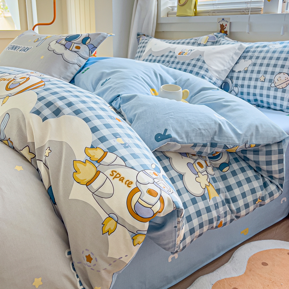 琪琪阁家纺 2026新款加厚全棉纯棉四件套 畅游星球