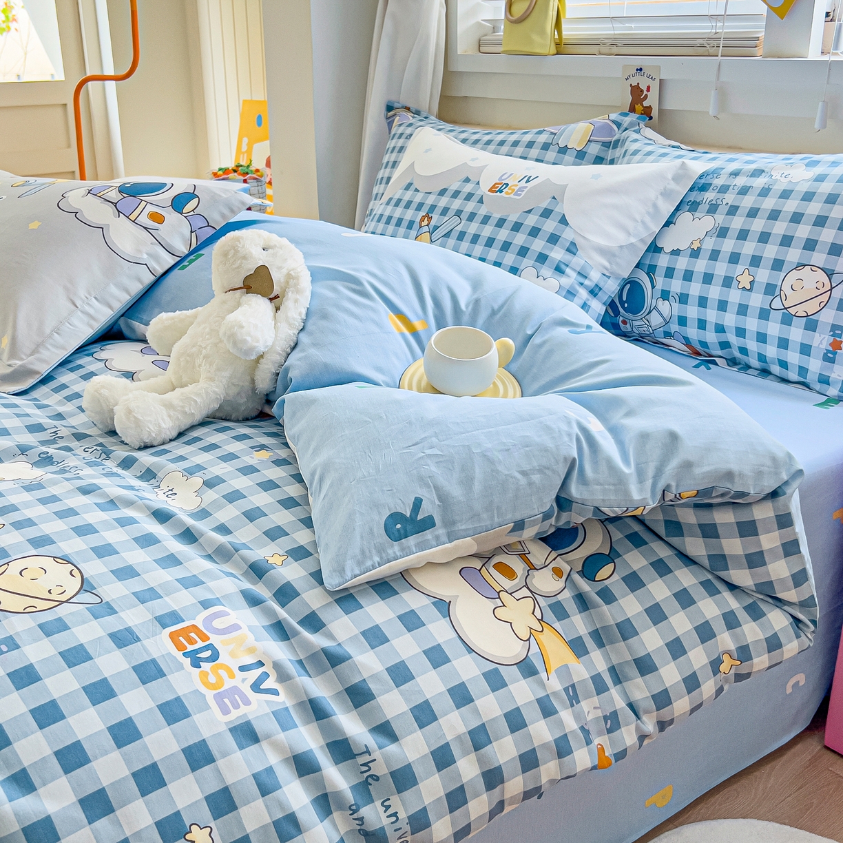 91家纺网 家纺一手货源 找家纺 琪琪阁家纺 2026新款加厚全棉纯棉四件套 畅游星球