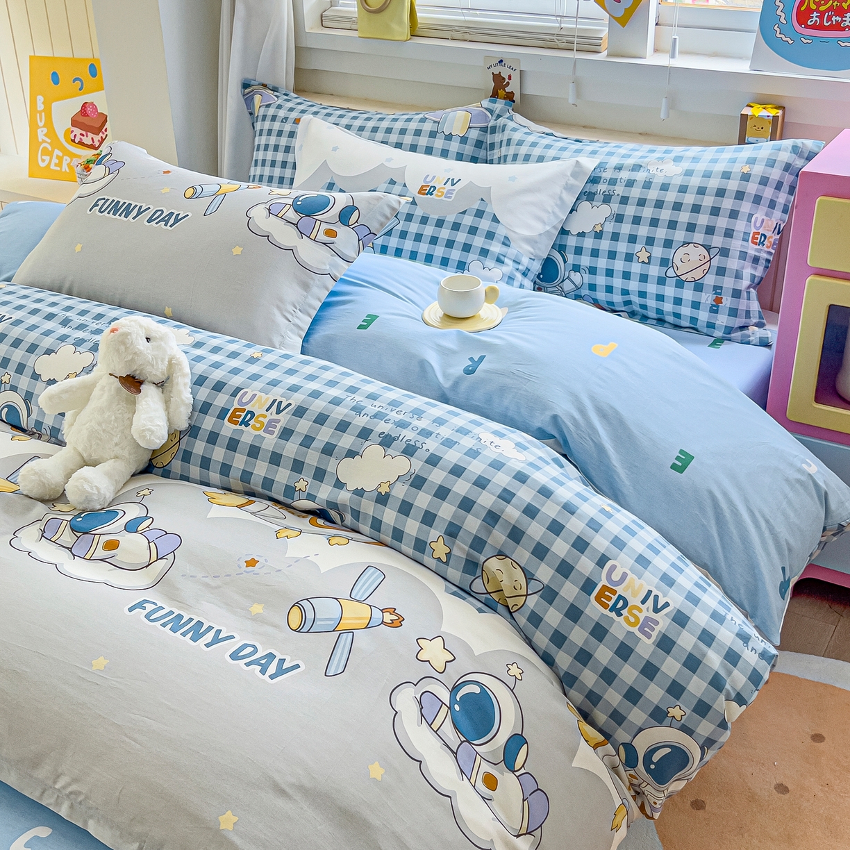 91家纺网 家纺一手货源 找家纺 琪琪阁家纺 2026新款加厚全棉纯棉四件套 畅游星球