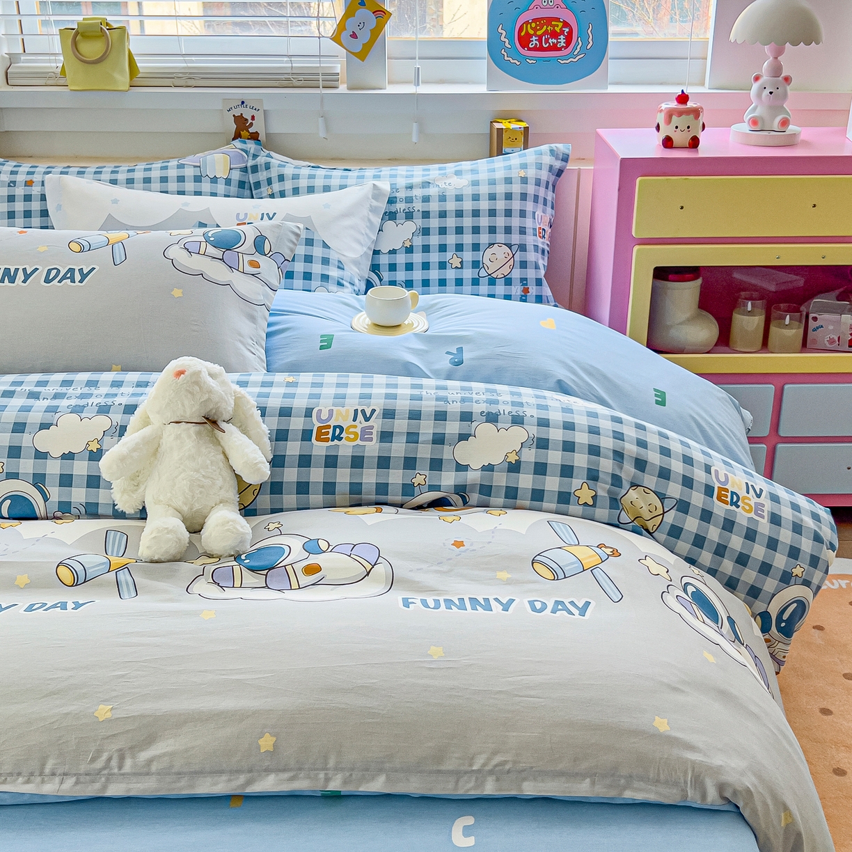 91家纺网 家纺一手货源 找家纺 琪琪阁家纺 2026新款加厚全棉纯棉四件套 畅游星球