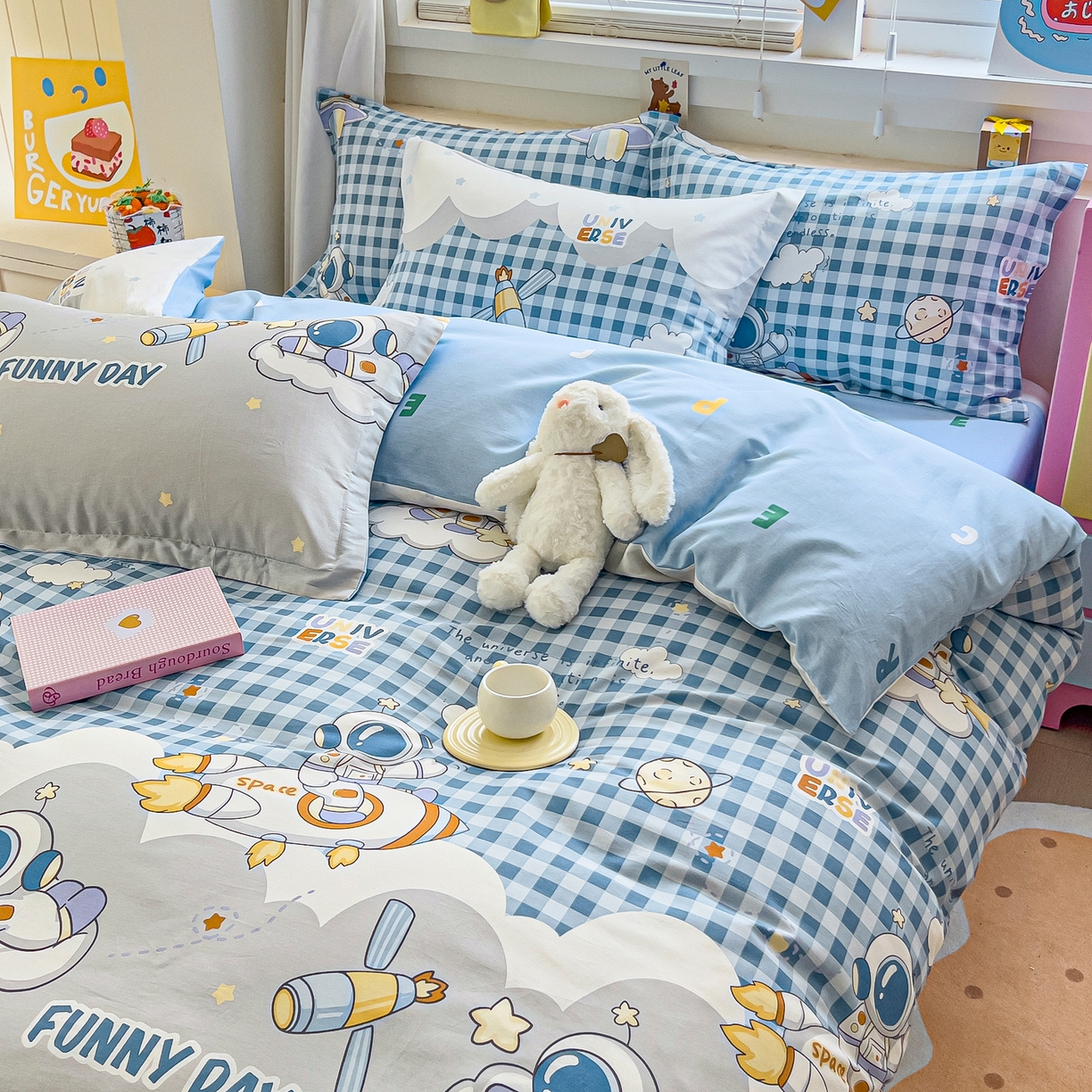 91家纺网 家纺一手货源 找家纺 琪琪阁家纺 2026新款加厚全棉纯棉四件套 畅游星球