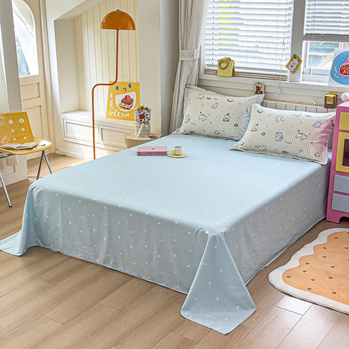 91家纺网 家纺一手货源 找家纺 琪琪阁家纺 2026新款加厚全棉纯棉四件套 蛋糕猫咪