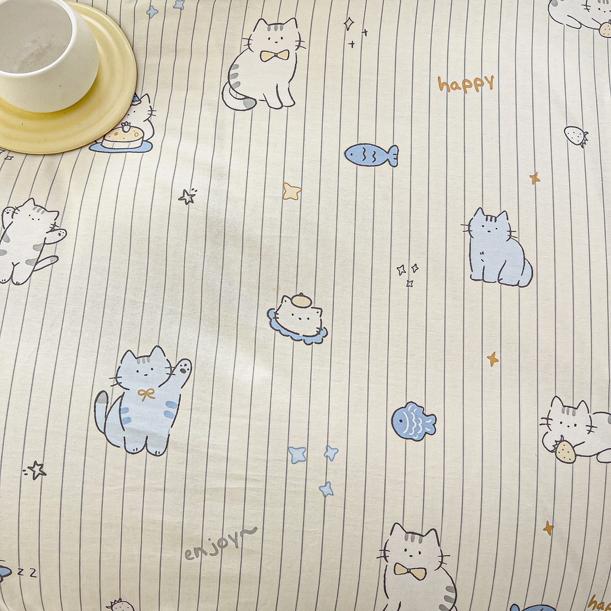 91家纺网 家纺一手货源 找家纺 琪琪阁家纺 2026新款加厚全棉纯棉四件套 蛋糕猫咪