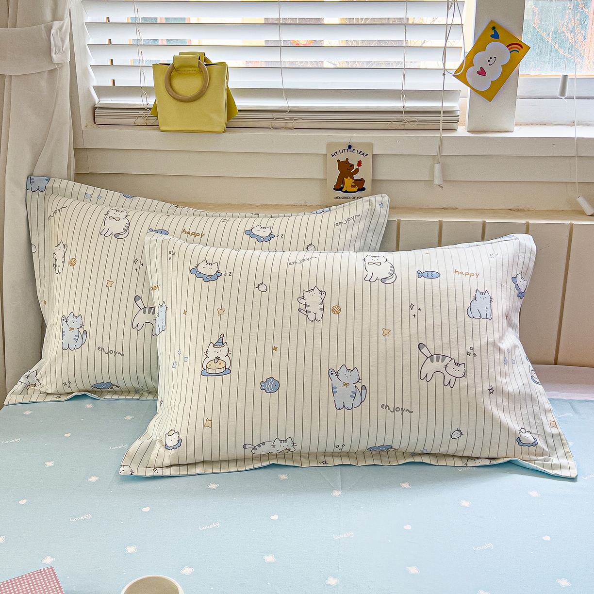 91家纺网 家纺一手货源 找家纺 琪琪阁家纺 2026新款加厚全棉纯棉四件套 蛋糕猫咪