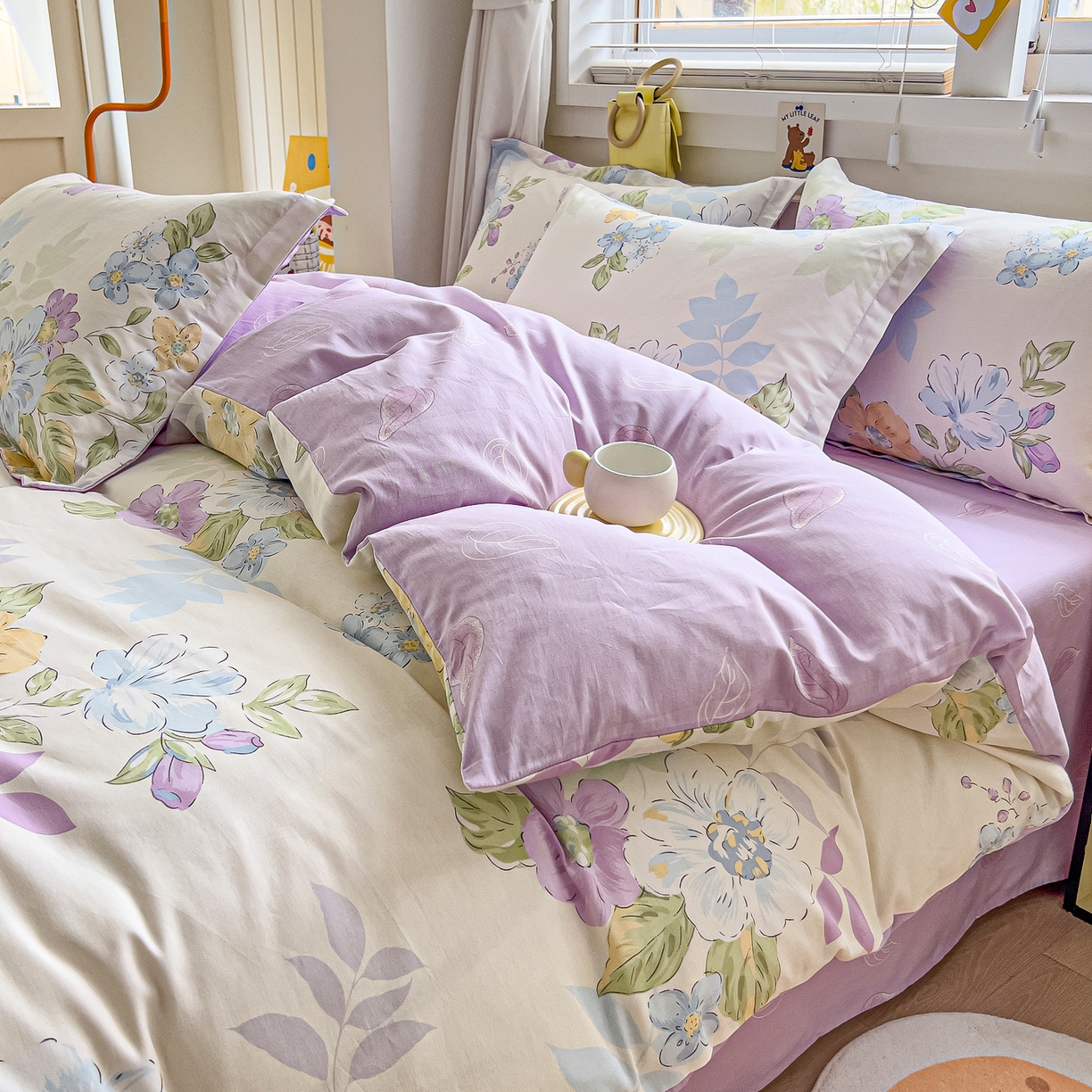 91家纺网 家纺一手货源 找家纺 琪琪阁家纺 2026新款加厚全棉纯棉四件套 繁花似锦