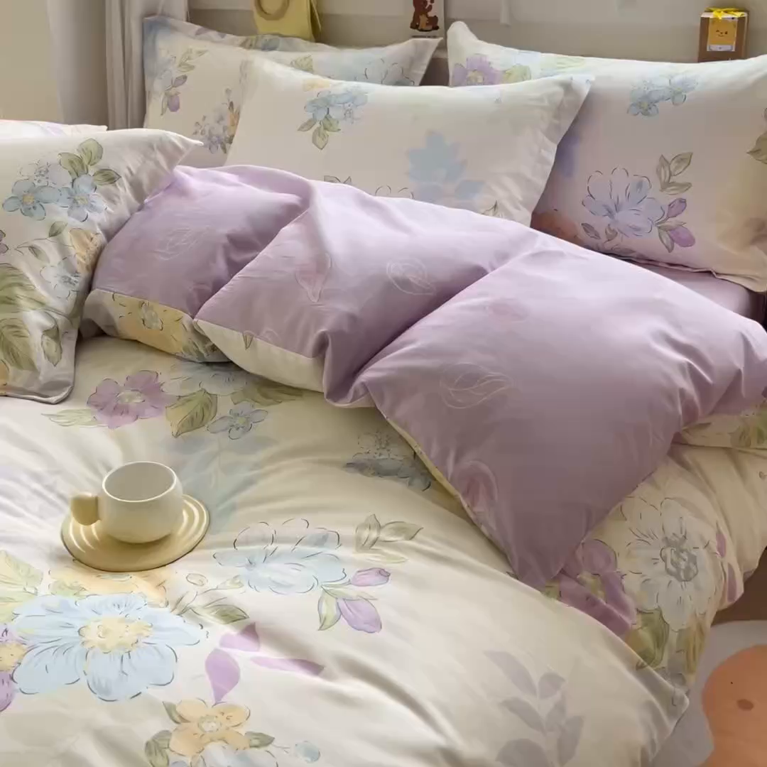 91家纺网 家纺一手货源 找家纺 琪琪阁家纺 2026新款加厚全棉纯棉四件套 繁花似锦