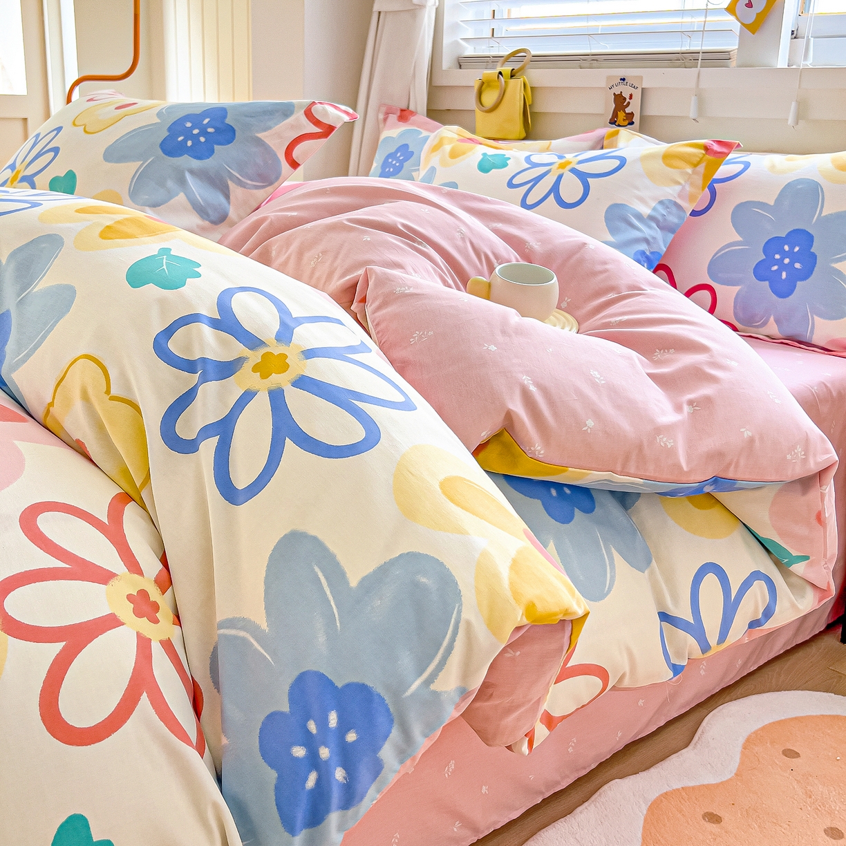 琪琪阁家纺 2026新款加厚全棉纯棉四件套 粉色爱恋