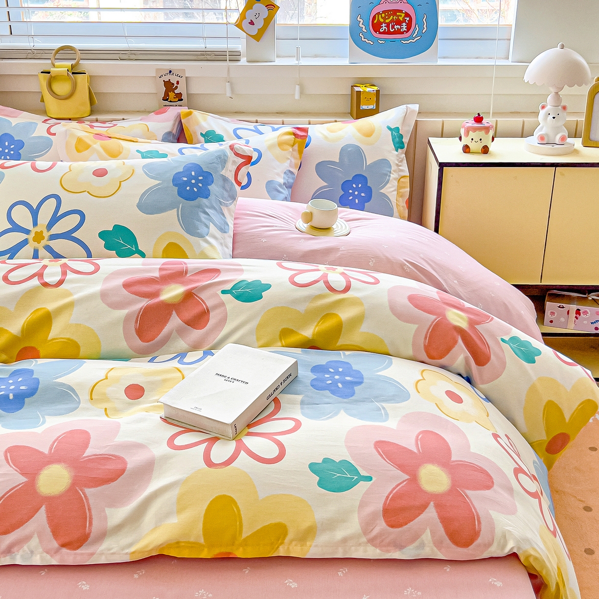 91家纺网 家纺一手货源 找家纺 琪琪阁家纺 2026新款加厚全棉纯棉四件套 粉色爱恋