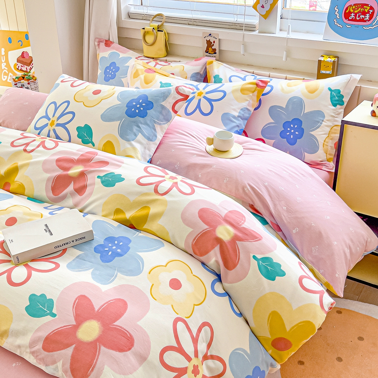 91家纺网 家纺一手货源 找家纺 琪琪阁家纺 2026新款加厚全棉纯棉四件套 粉色爱恋