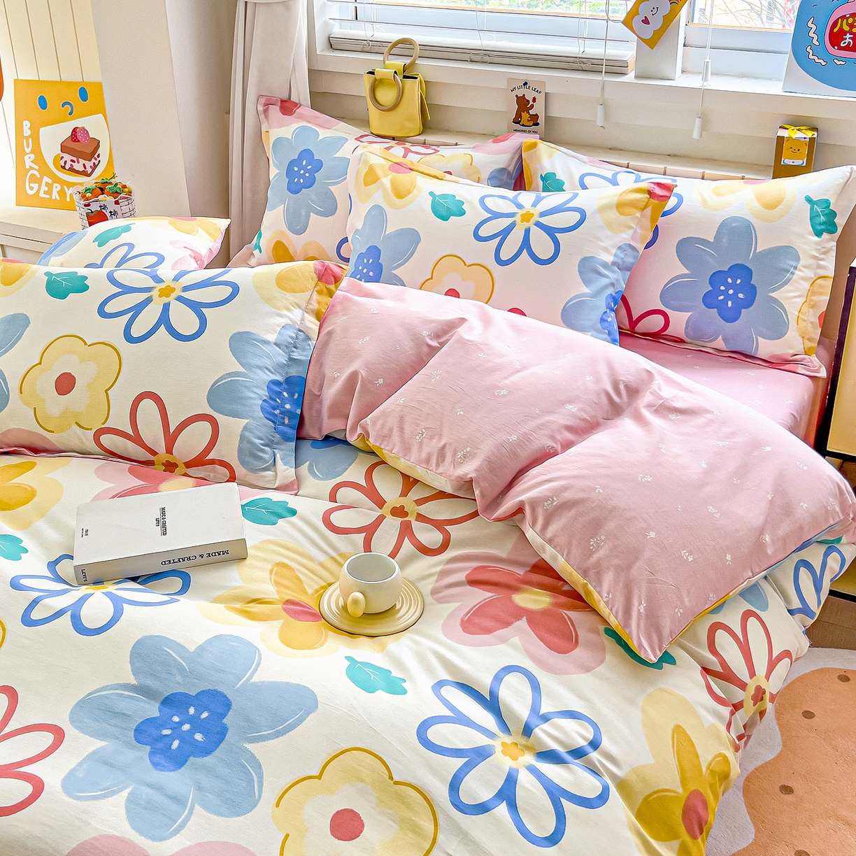 91家纺网 家纺一手货源 找家纺 琪琪阁家纺 2026新款加厚全棉纯棉四件套 粉色爱恋