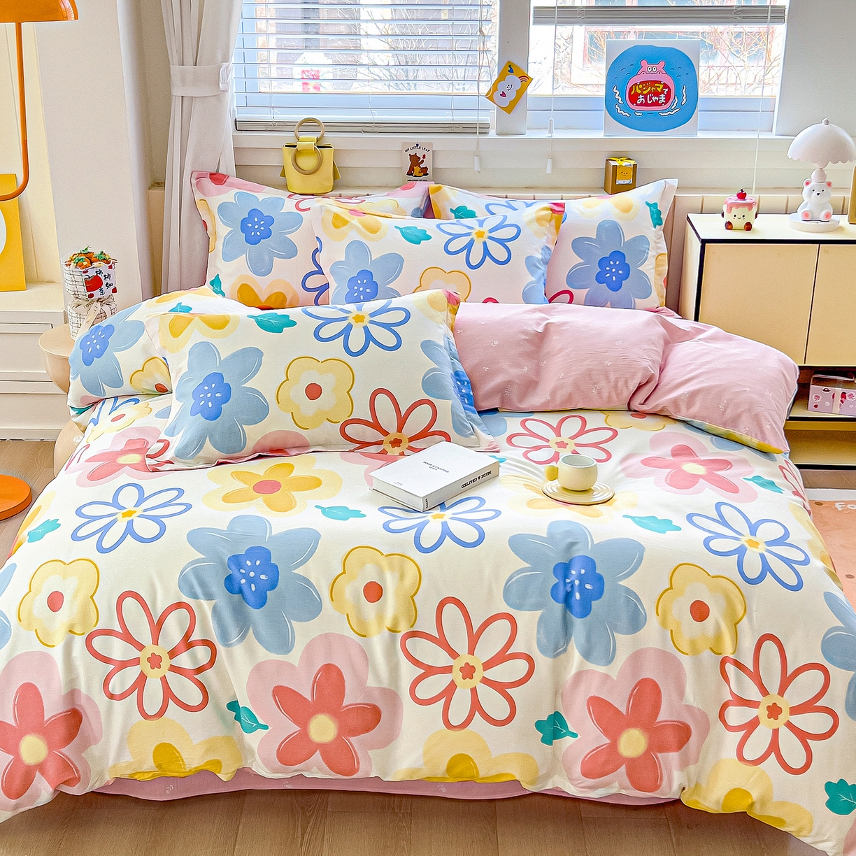 91家纺网 家纺一手货源 找家纺 琪琪阁家纺 2026新款加厚全棉纯棉四件套 粉色爱恋