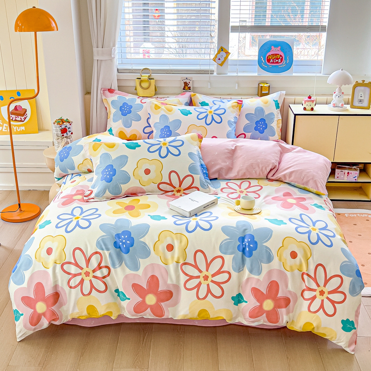 91家纺网 家纺一手货源 找家纺 琪琪阁家纺 2026新款加厚全棉纯棉四件套 粉色爱恋