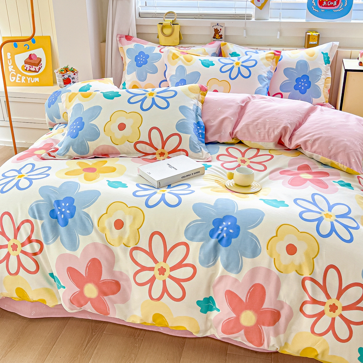 91家纺网 家纺一手货源 找家纺 琪琪阁家纺 2026新款加厚全棉纯棉四件套 粉色爱恋