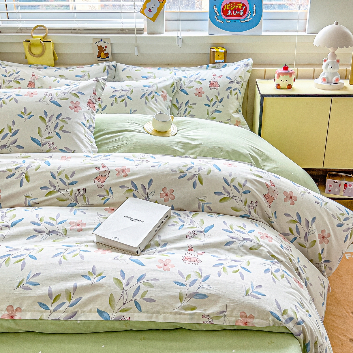 91家纺网 家纺一手货源 找家纺 琪琪阁家纺 2026新款加厚全棉纯棉四件套 扶绿花园