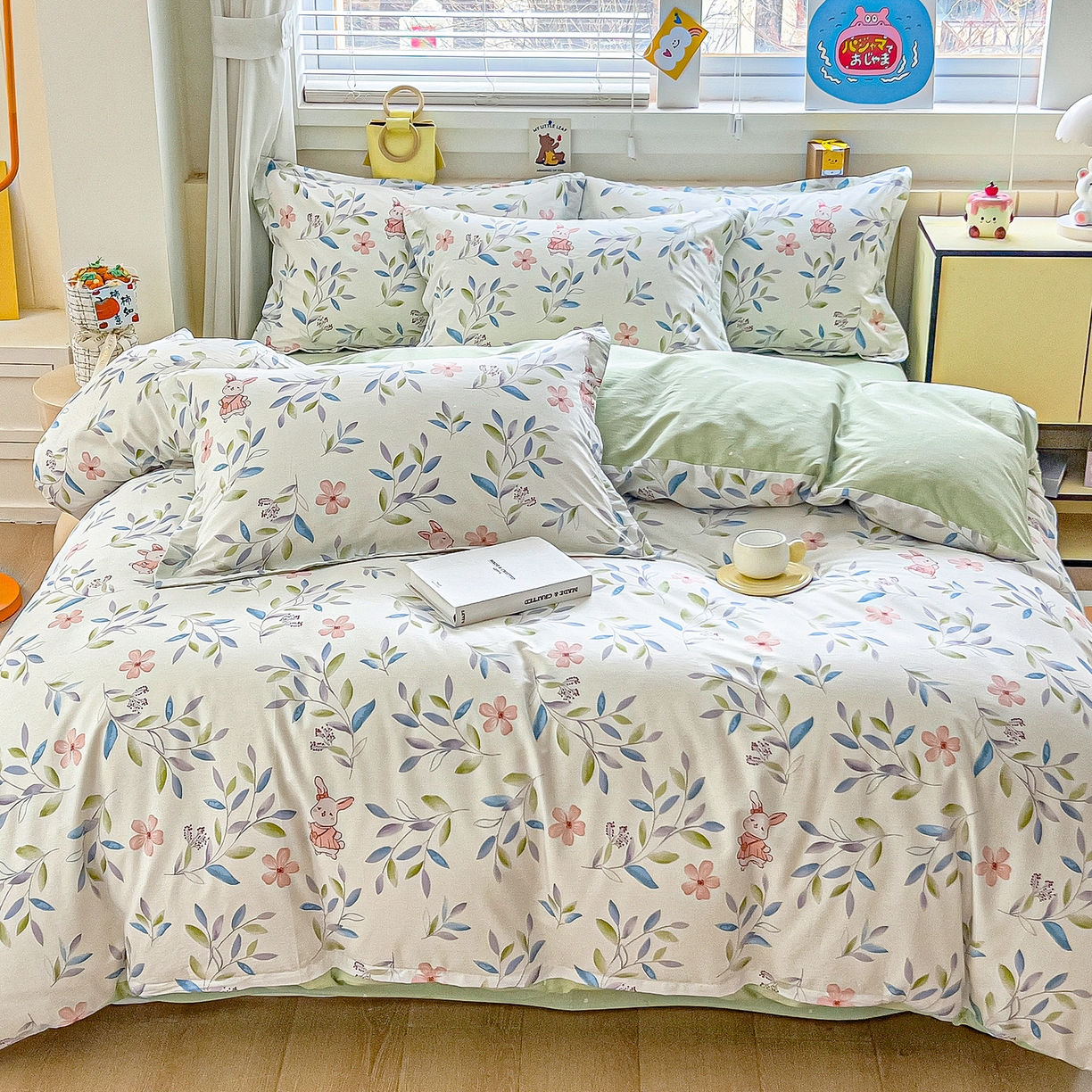 91家纺网 家纺一手货源 找家纺 琪琪阁家纺 2026新款加厚全棉纯棉四件套 扶绿花园