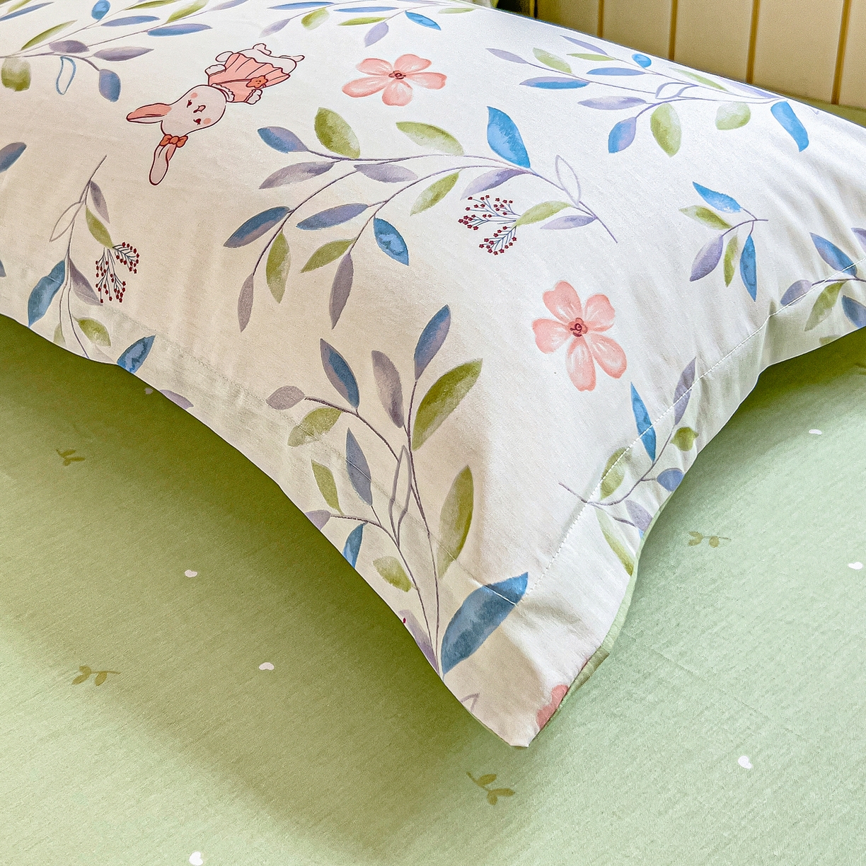 91家纺网 家纺一手货源 找家纺 琪琪阁家纺 2026新款加厚全棉纯棉四件套 扶绿花园