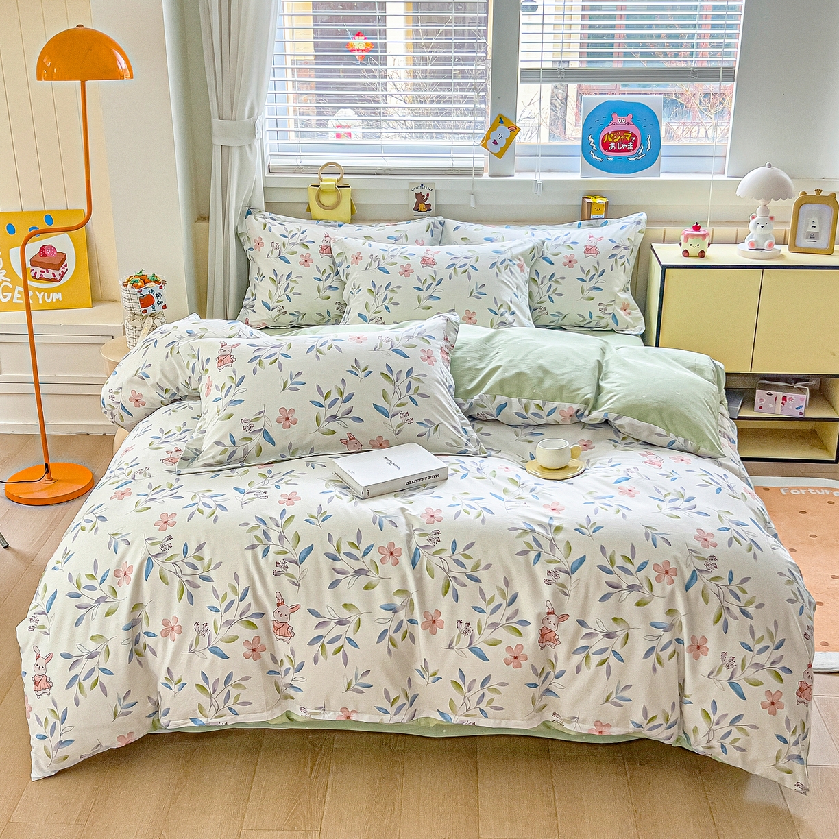 91家纺网 家纺一手货源 找家纺 琪琪阁家纺 2026新款加厚全棉纯棉四件套 扶绿花园