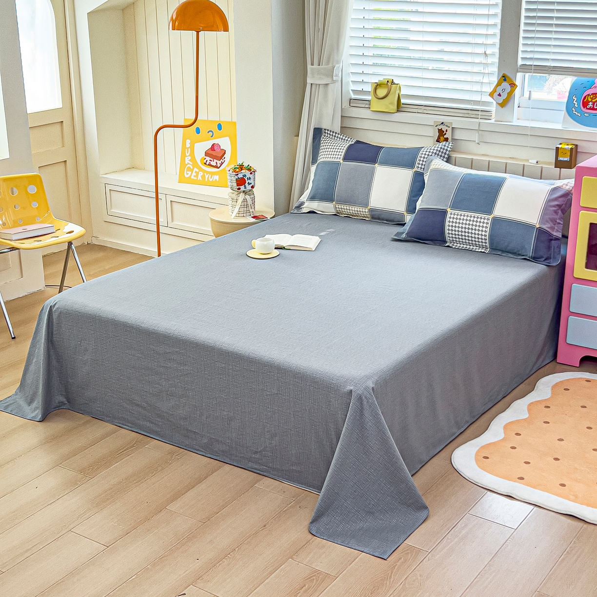 91家纺网 家纺一手货源 找家纺 琪琪阁家纺 2026新款加厚全棉纯棉四件套 蓝色垦丁