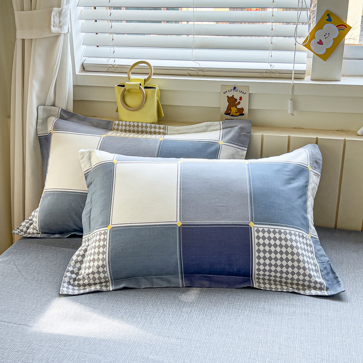 91家纺网 家纺一手货源 找家纺 琪琪阁家纺 2026新款加厚全棉纯棉四件套 蓝色垦丁