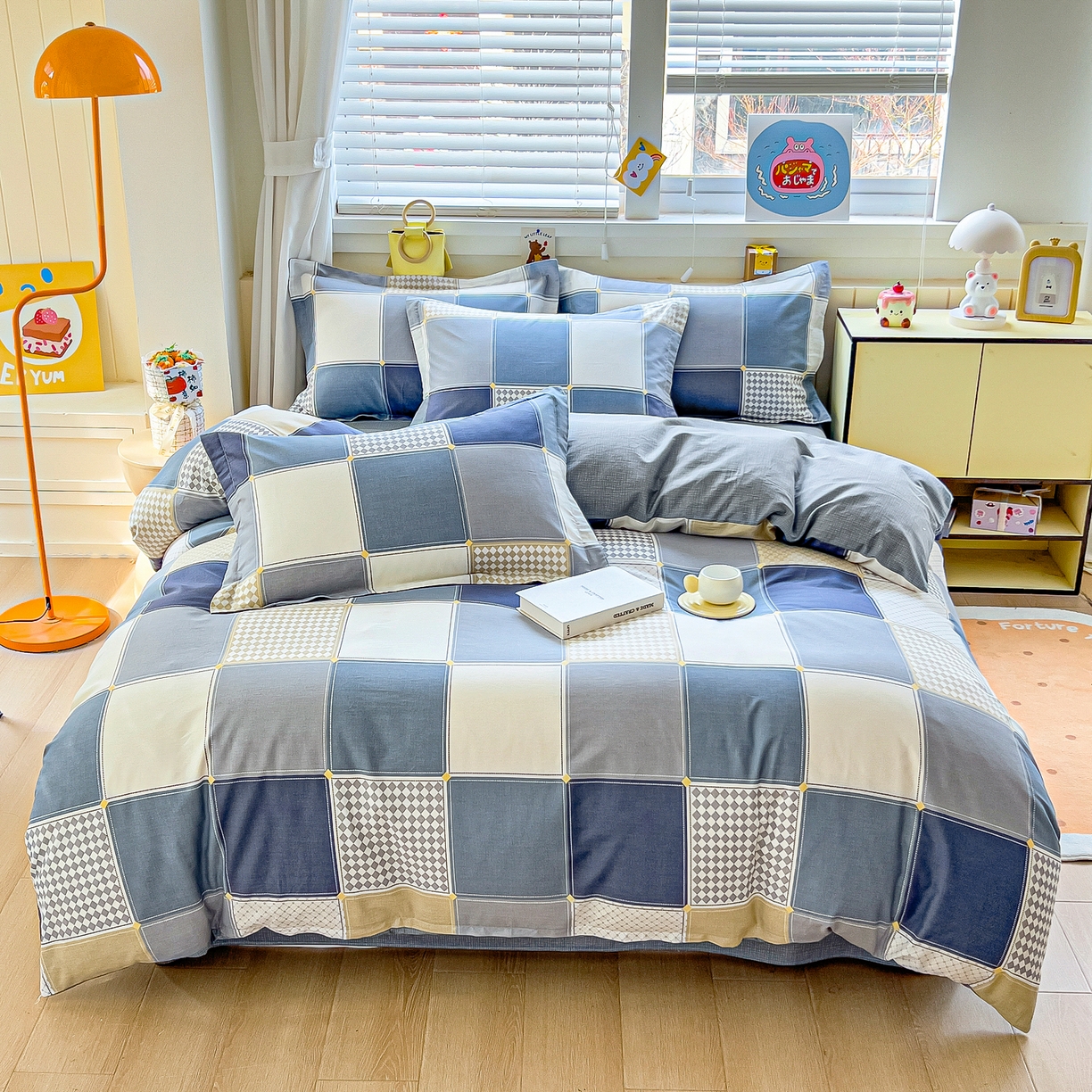 91家纺网 家纺一手货源 找家纺 琪琪阁家纺 2026新款加厚全棉纯棉四件套 蓝色垦丁