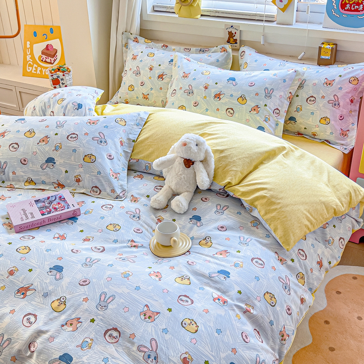 91家纺网 家纺一手货源 找家纺 琪琪阁家纺 2026新款加厚全棉纯棉四件套 萌趣星球