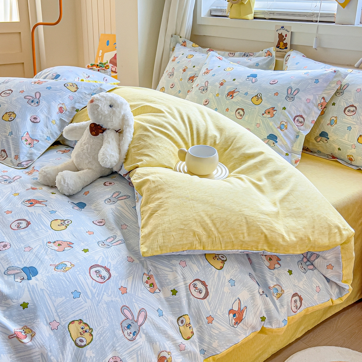 91家纺网 家纺一手货源 找家纺 琪琪阁家纺 2026新款加厚全棉纯棉四件套 萌趣星球