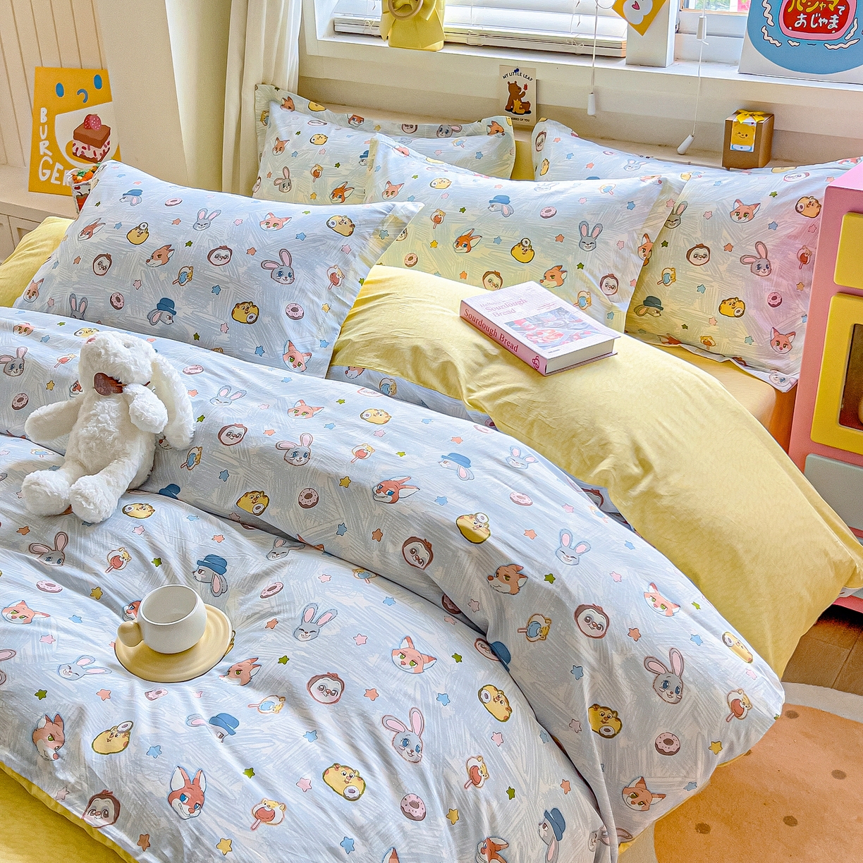 91家纺网 家纺一手货源 找家纺 琪琪阁家纺 2026新款加厚全棉纯棉四件套 萌趣星球