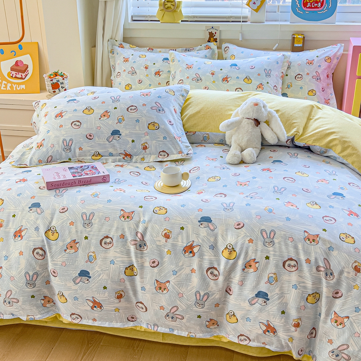 91家纺网 家纺一手货源 找家纺 琪琪阁家纺 2026新款加厚全棉纯棉四件套 萌趣星球