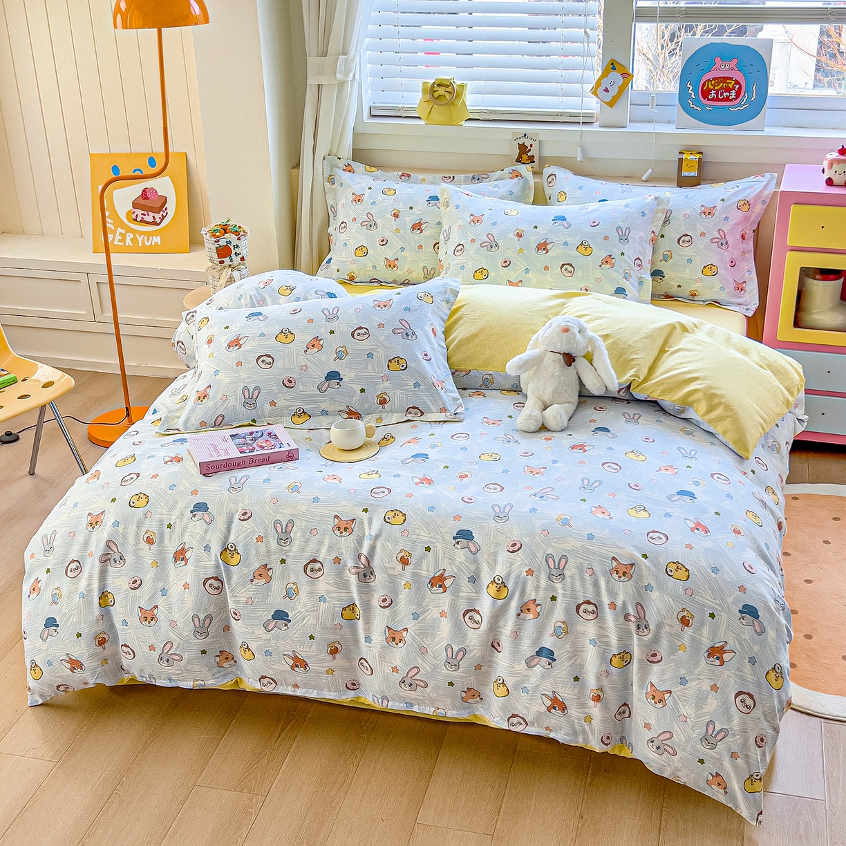 91家纺网 家纺一手货源 找家纺 琪琪阁家纺 2026新款加厚全棉纯棉四件套 萌趣星球