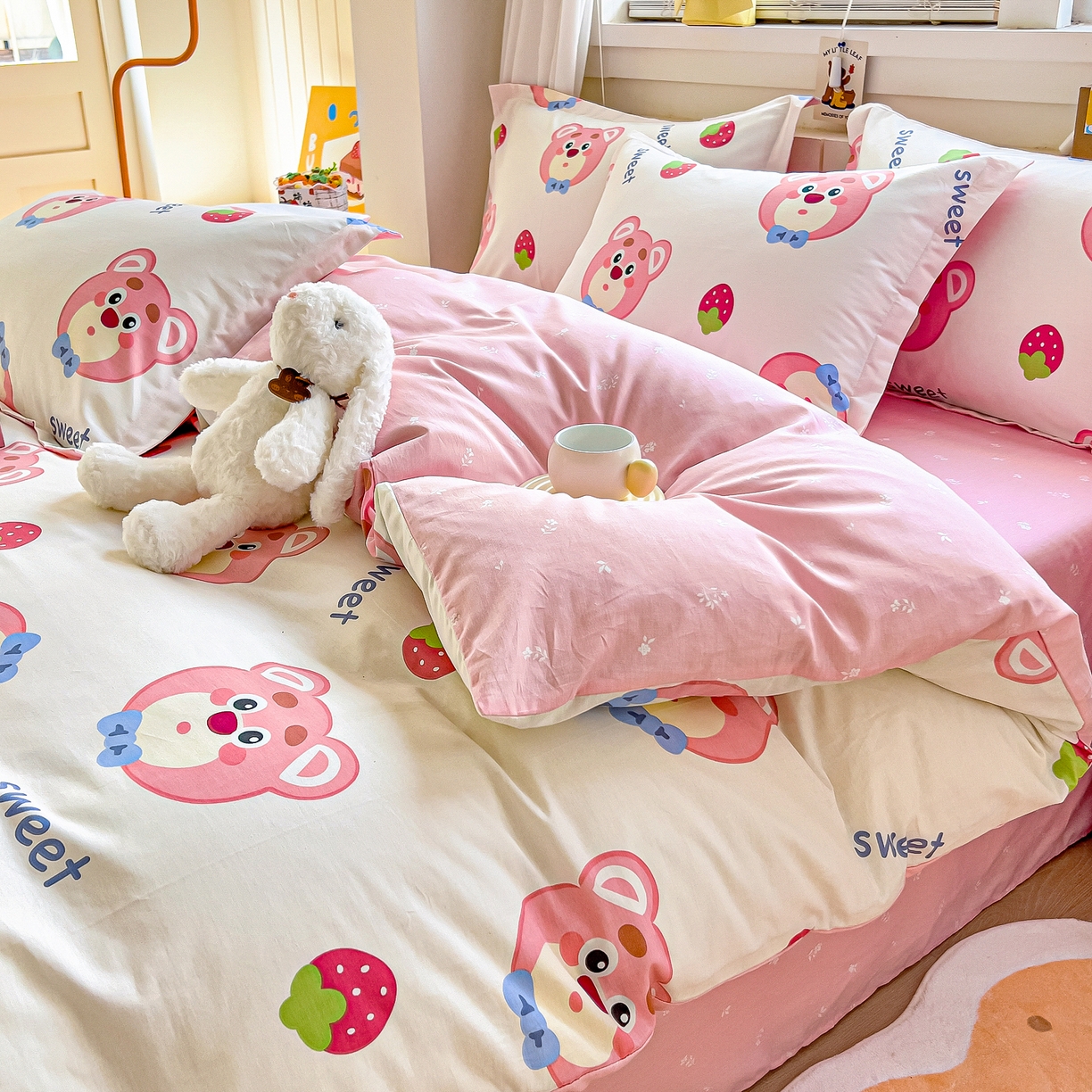 91家纺网 家纺一手货源 找家纺 琪琪阁家纺 2026新款加厚全棉纯棉四件套 萌小新