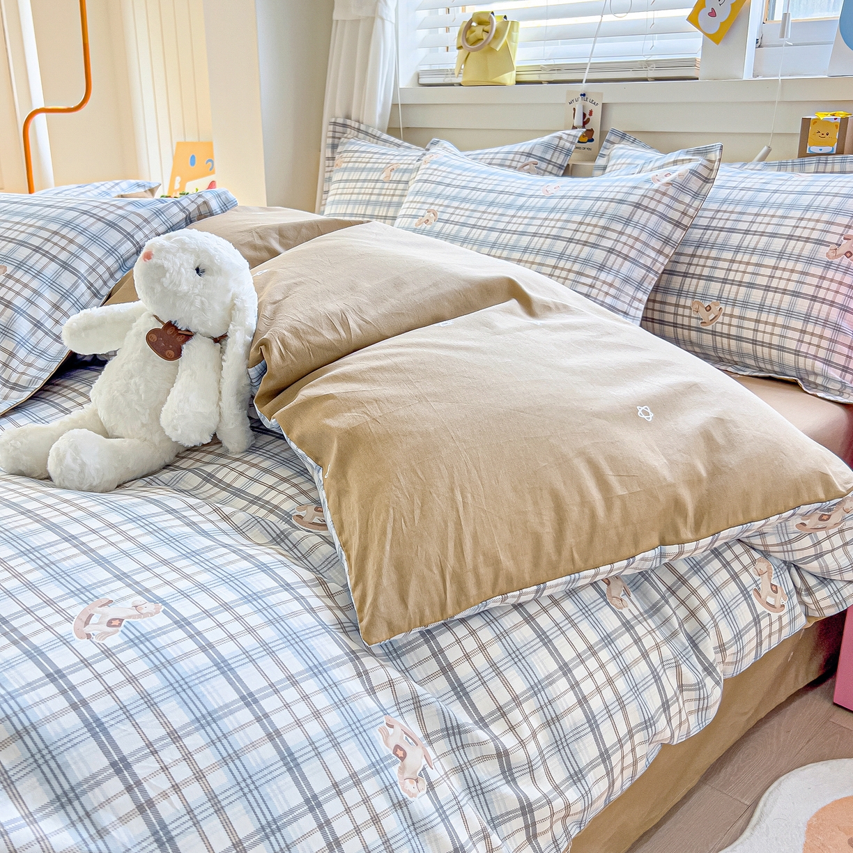 91家纺网 家纺一手货源 找家纺 琪琪阁家纺 2026新款加厚全棉纯棉四件套 木马格