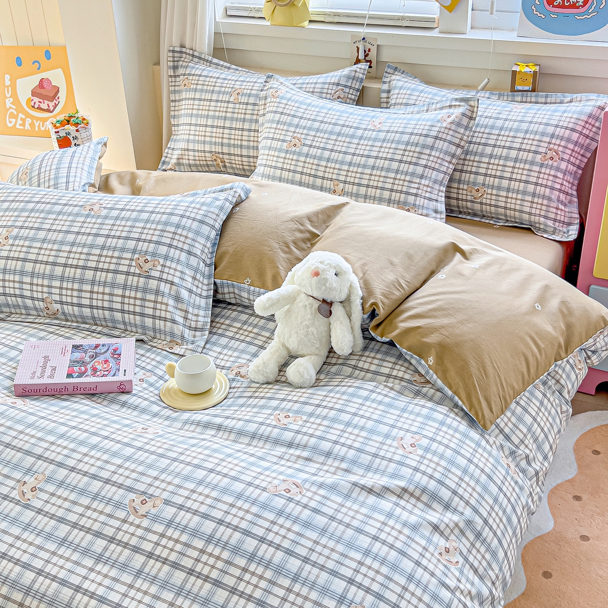 91家纺网 家纺一手货源 找家纺 琪琪阁家纺 2026新款加厚全棉纯棉四件套 木马格