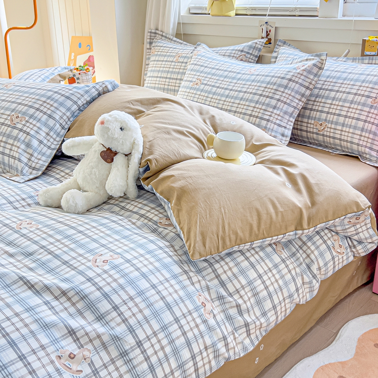 91家纺网 家纺一手货源 找家纺 琪琪阁家纺 2026新款加厚全棉纯棉四件套 木马格