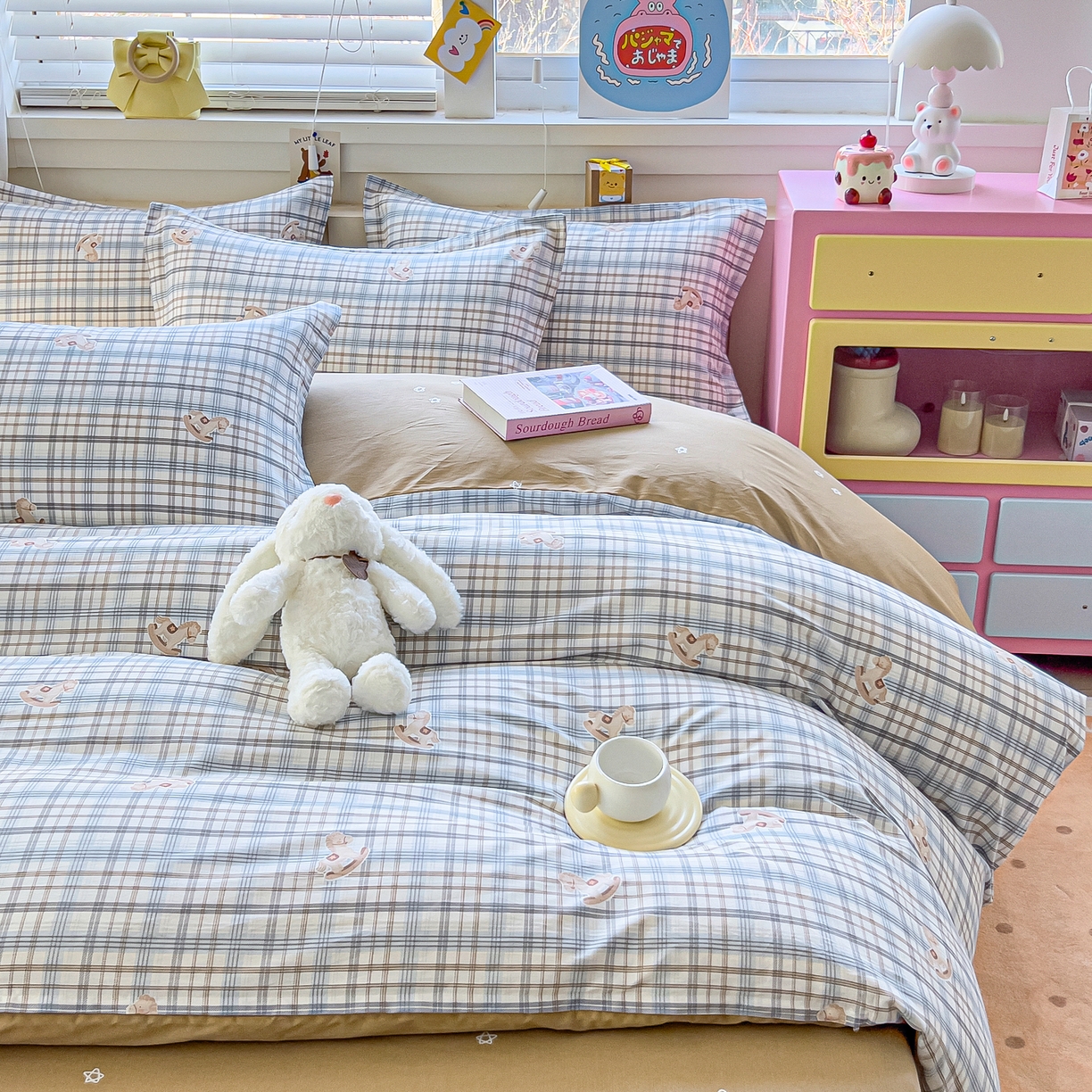 91家纺网 家纺一手货源 找家纺 琪琪阁家纺 2026新款加厚全棉纯棉四件套 木马格