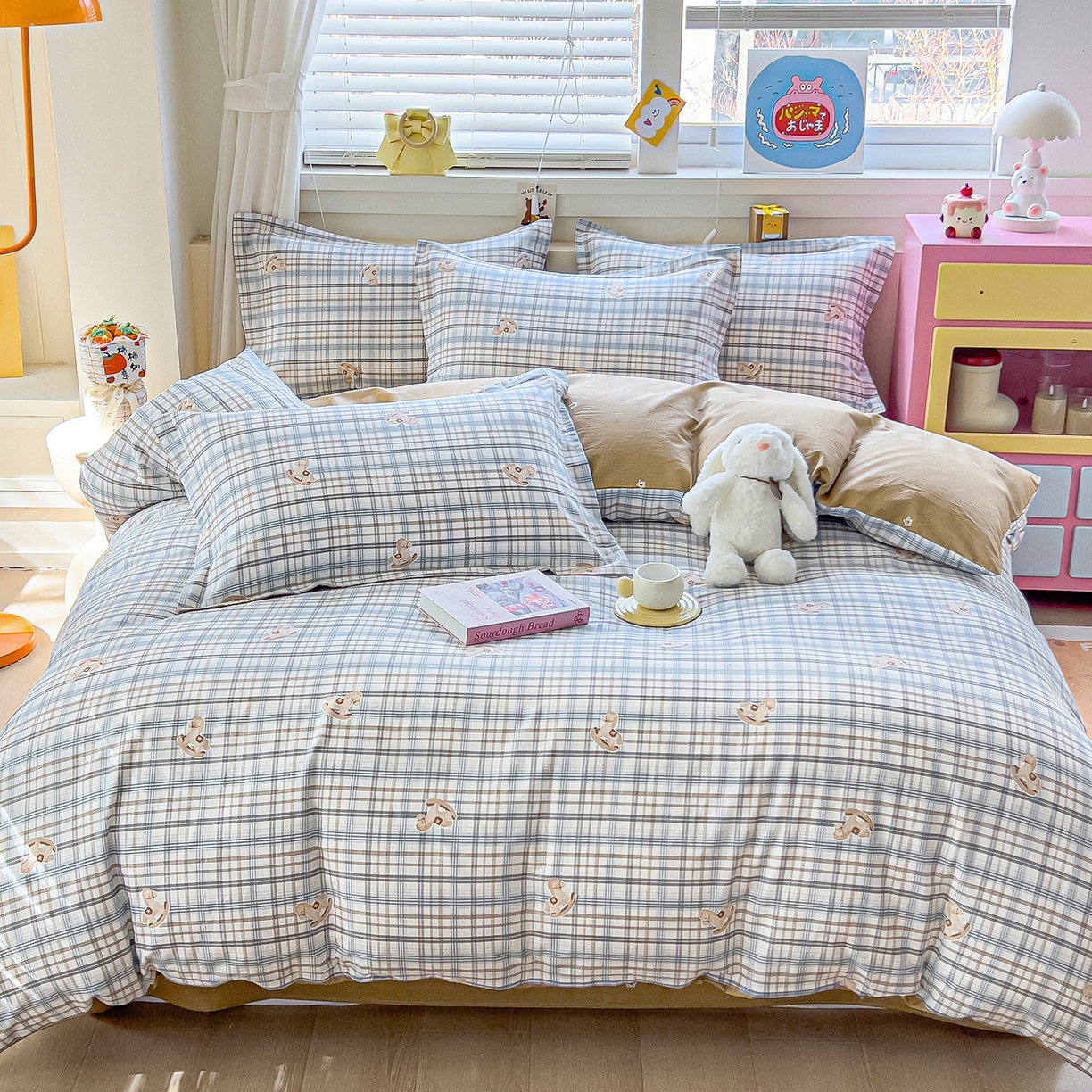 91家纺网 家纺一手货源 找家纺 琪琪阁家纺 2026新款加厚全棉纯棉四件套 木马格