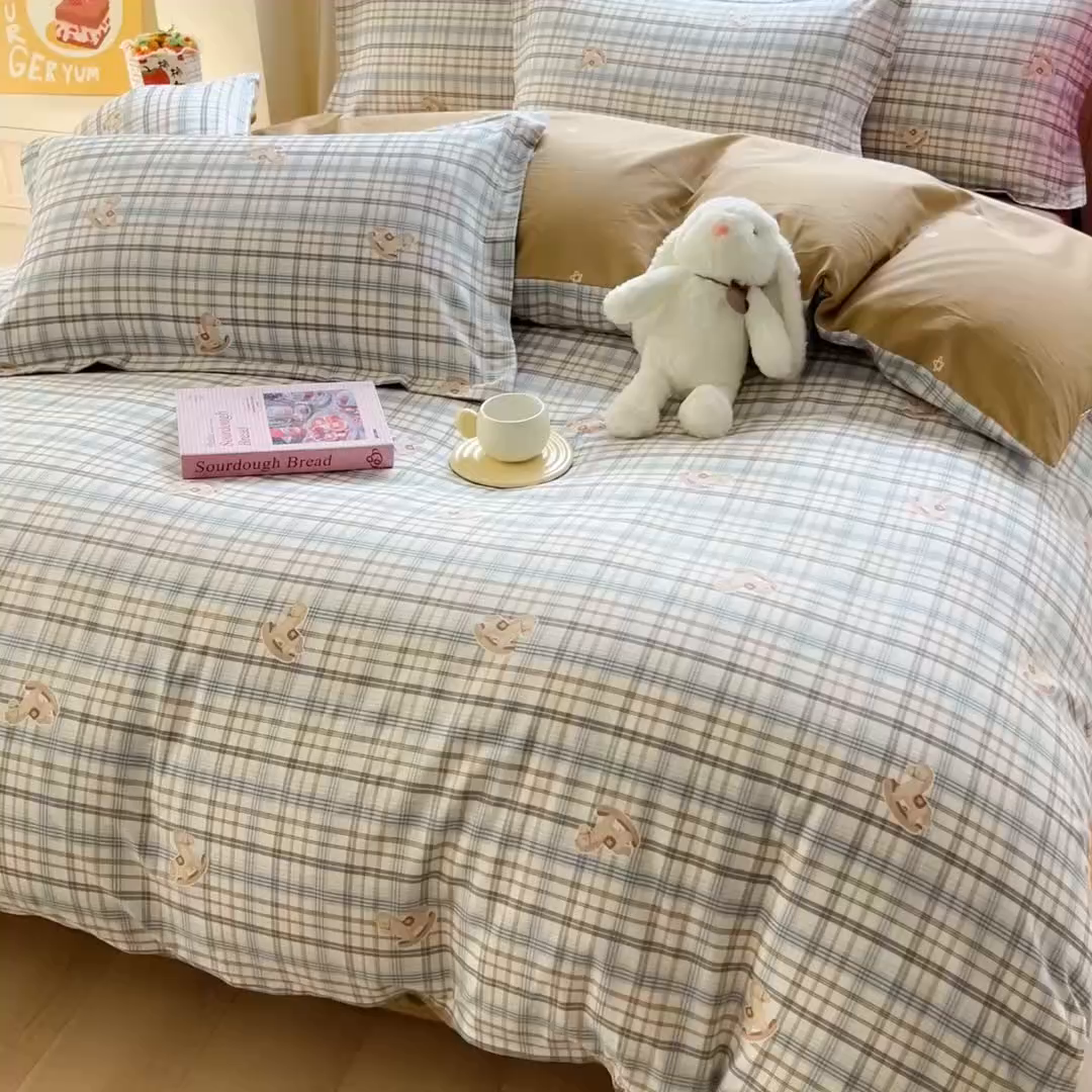 91家纺网 家纺一手货源 找家纺 琪琪阁家纺 2026新款加厚全棉纯棉四件套 木马格