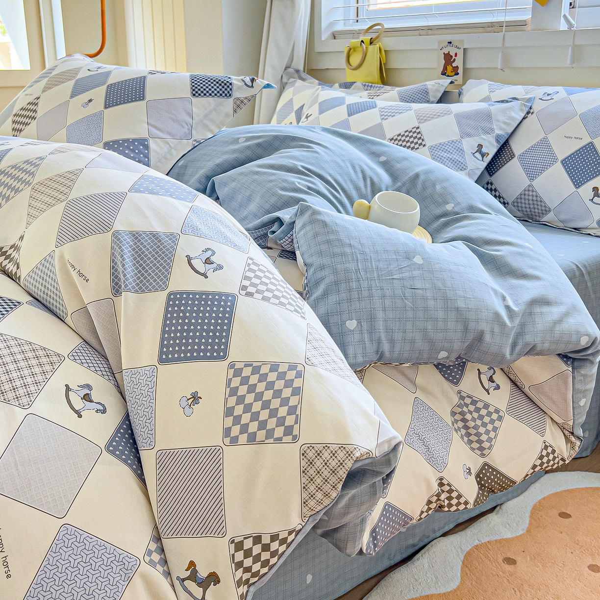 琪琪阁家纺 2026新款加厚全棉纯棉四件套 木马小诗