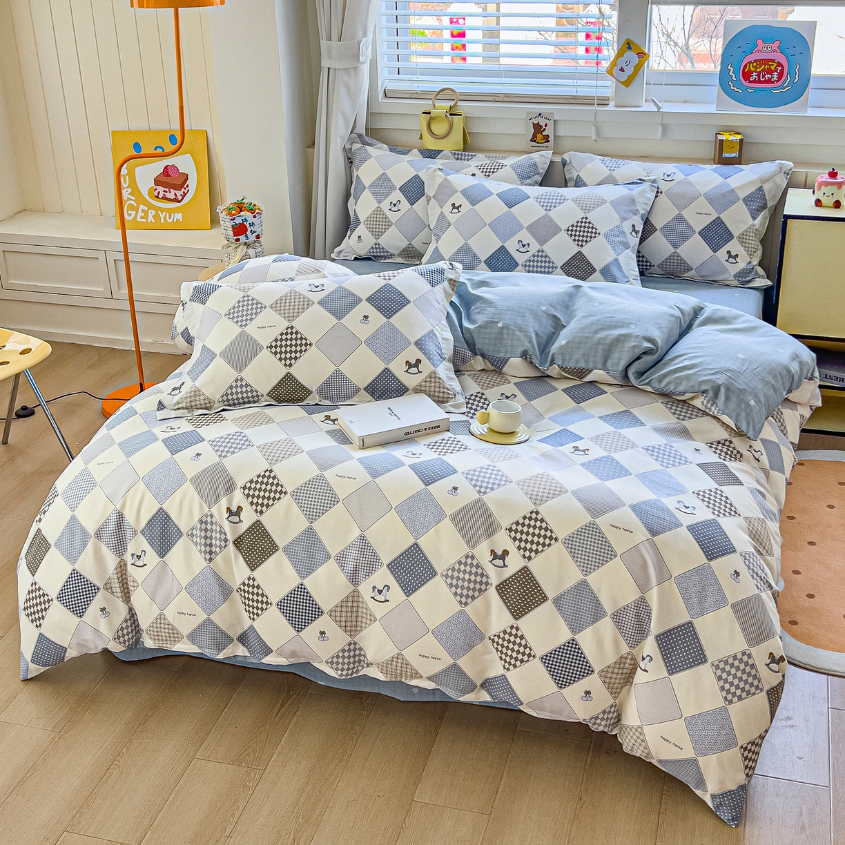 91家纺网 家纺一手货源 找家纺 琪琪阁家纺 2026新款加厚全棉纯棉四件套 木马小诗