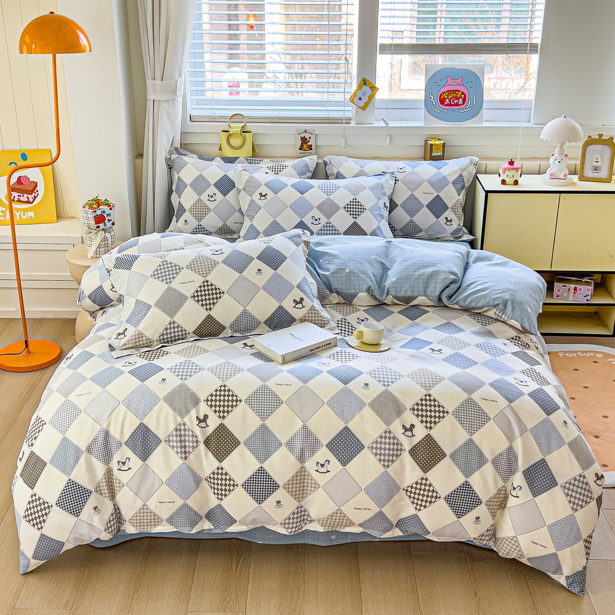 91家纺网 家纺一手货源 找家纺 琪琪阁家纺 2026新款加厚全棉纯棉四件套 木马小诗