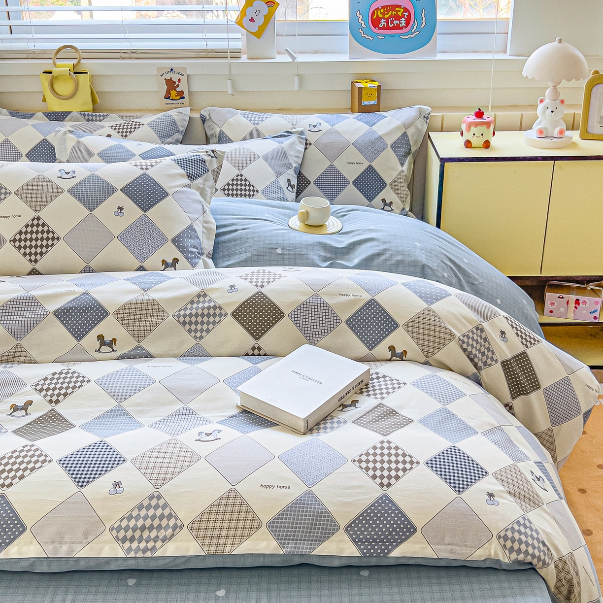 91家纺网 家纺一手货源 找家纺 琪琪阁家纺 2026新款加厚全棉纯棉四件套 木马小诗