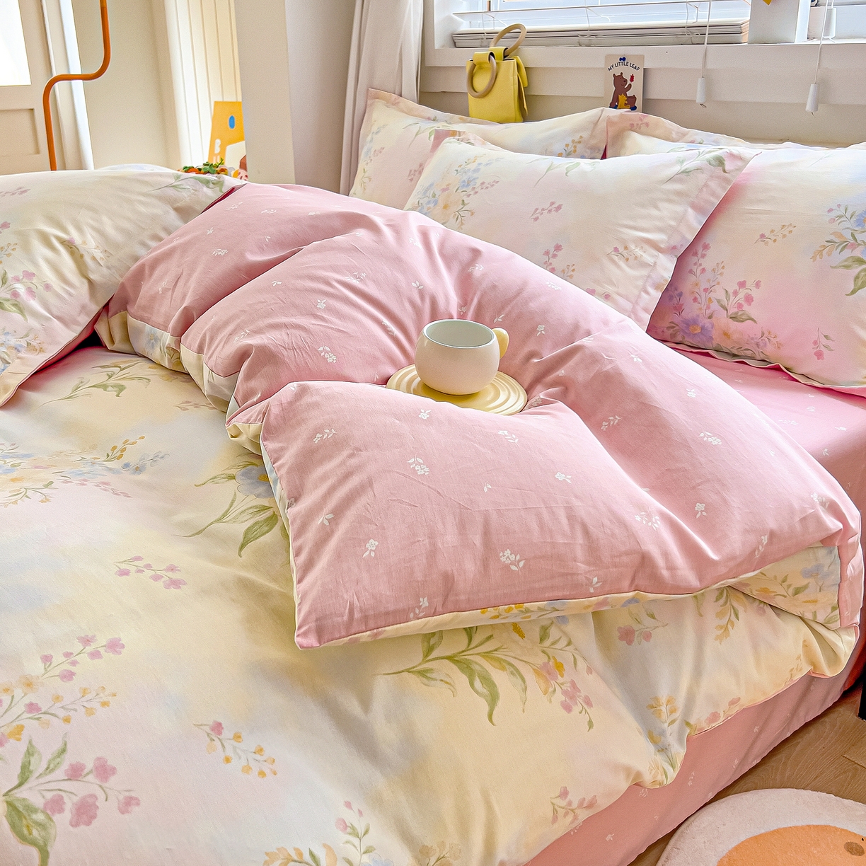 91家纺网 家纺一手货源 找家纺 琪琪阁家纺 2026新款加厚全棉纯棉四件套 琪花瑶草