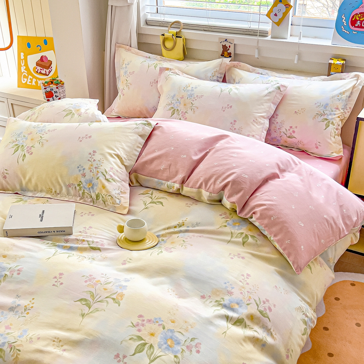 91家纺网 家纺一手货源 找家纺 琪琪阁家纺 2026新款加厚全棉纯棉四件套 琪花瑶草