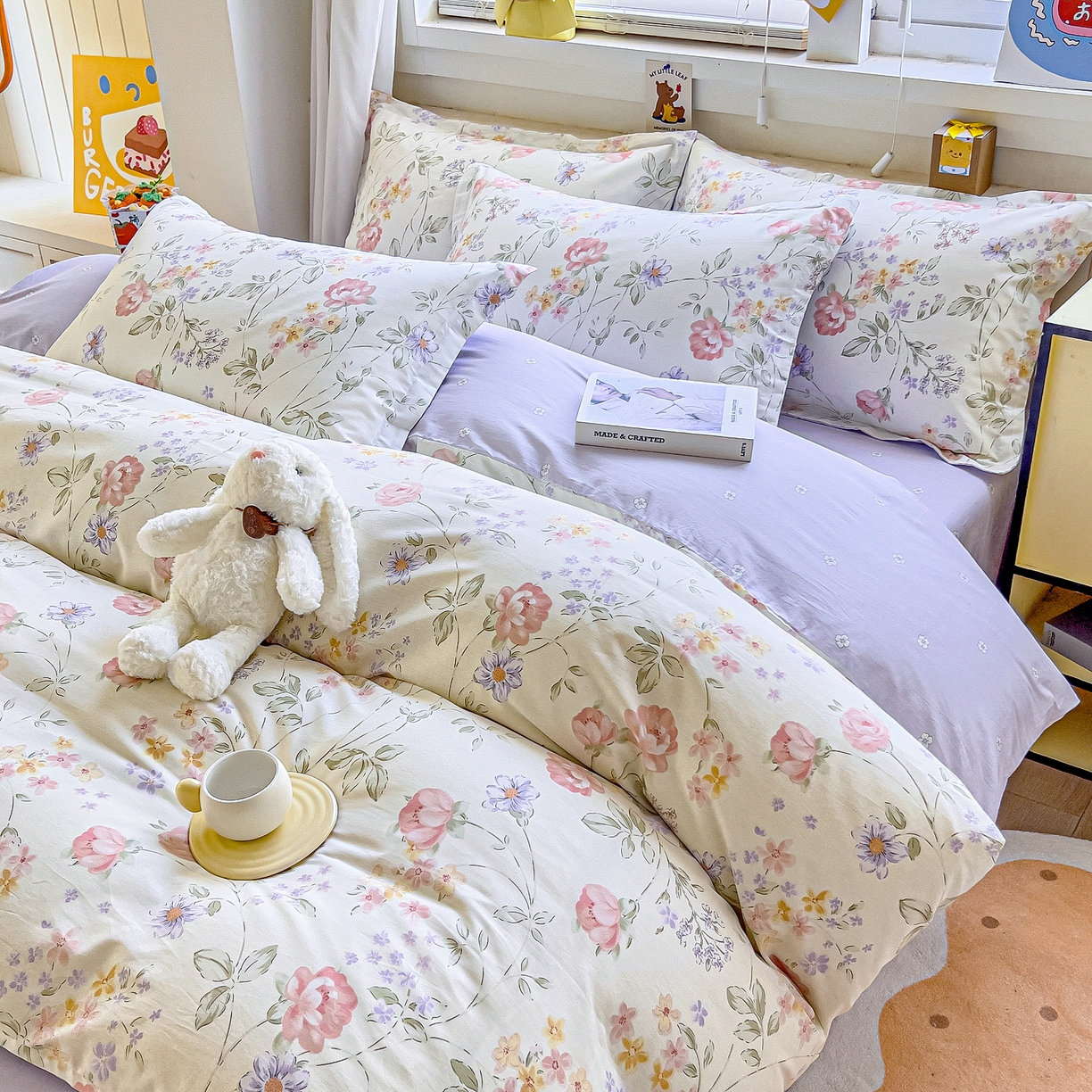 91家纺网 家纺一手货源 找家纺 琪琪阁家纺 2026新款加厚全棉纯棉四件套 时夏