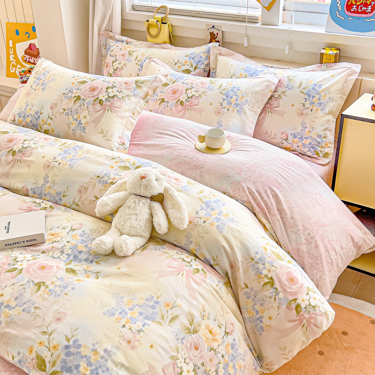 91家纺网 家纺一手货源 找家纺 琪琪阁家纺 2026新款加厚全棉纯棉四件套 水墨嫣然